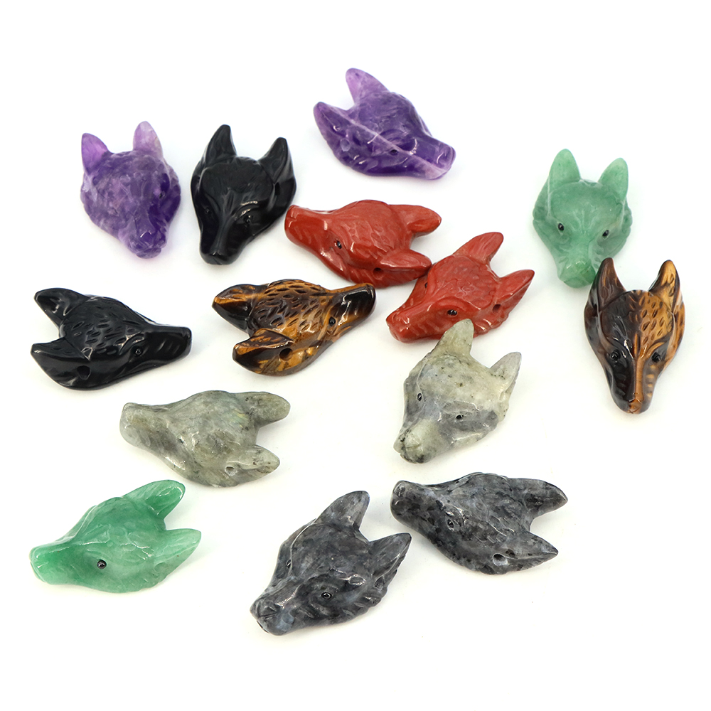 40mm Wolf Head Stone Hanger Na - Jewelry Making Gemstones recensie en prijs