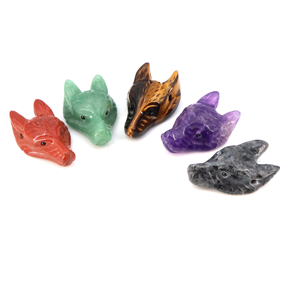40mm Wolf Head Stone Hanger Na - Jewelry Making Gemstones recensie en prijs